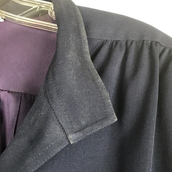 Vintage Rouie Long Sleeve Shirt Dress Button Front Navy Pockets Career Size 8 - Picture 15 of 16